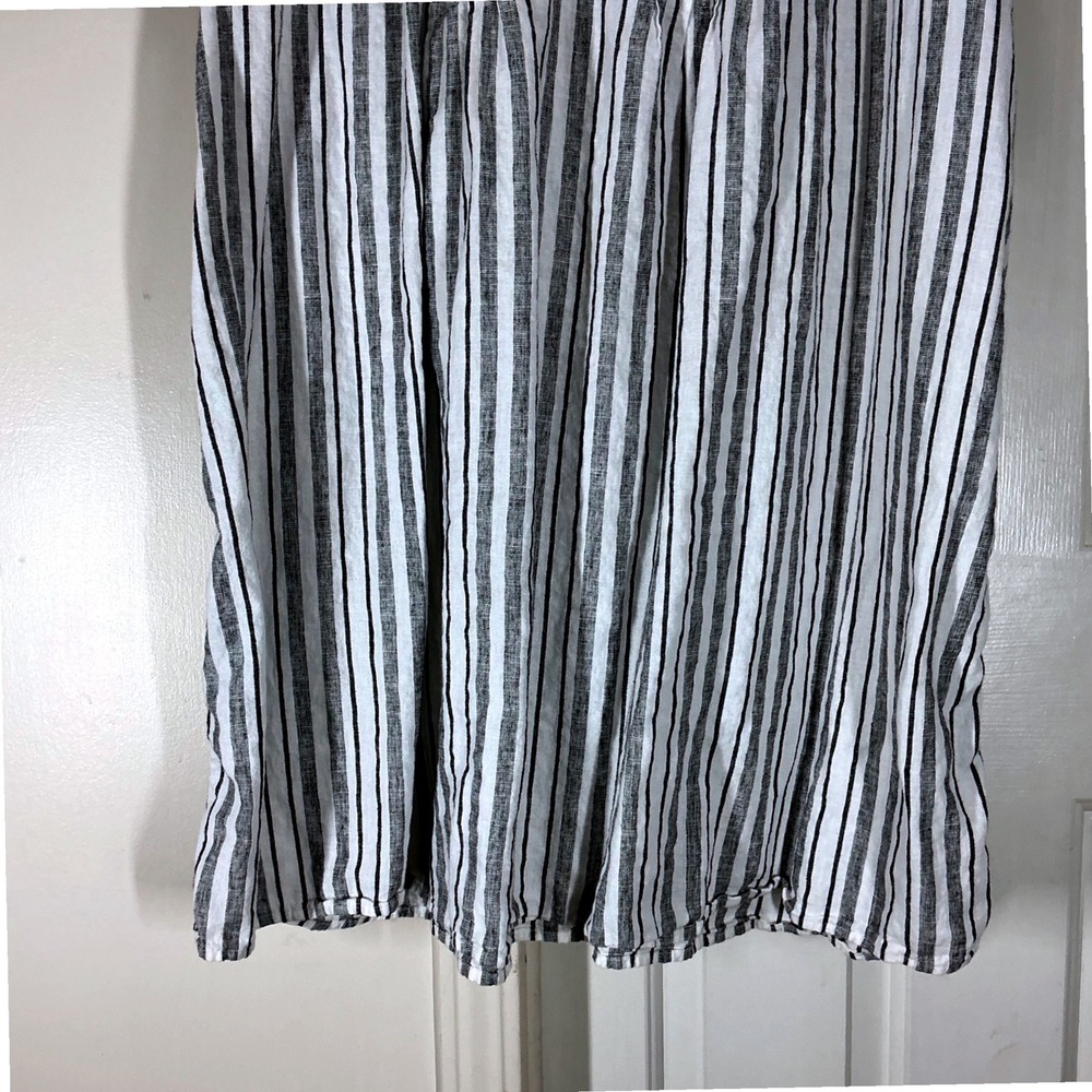 Womens 2X White Black Striped Linen Blend Coastal Tunic Shirt Dress Nautical - Picture 9 of 11
